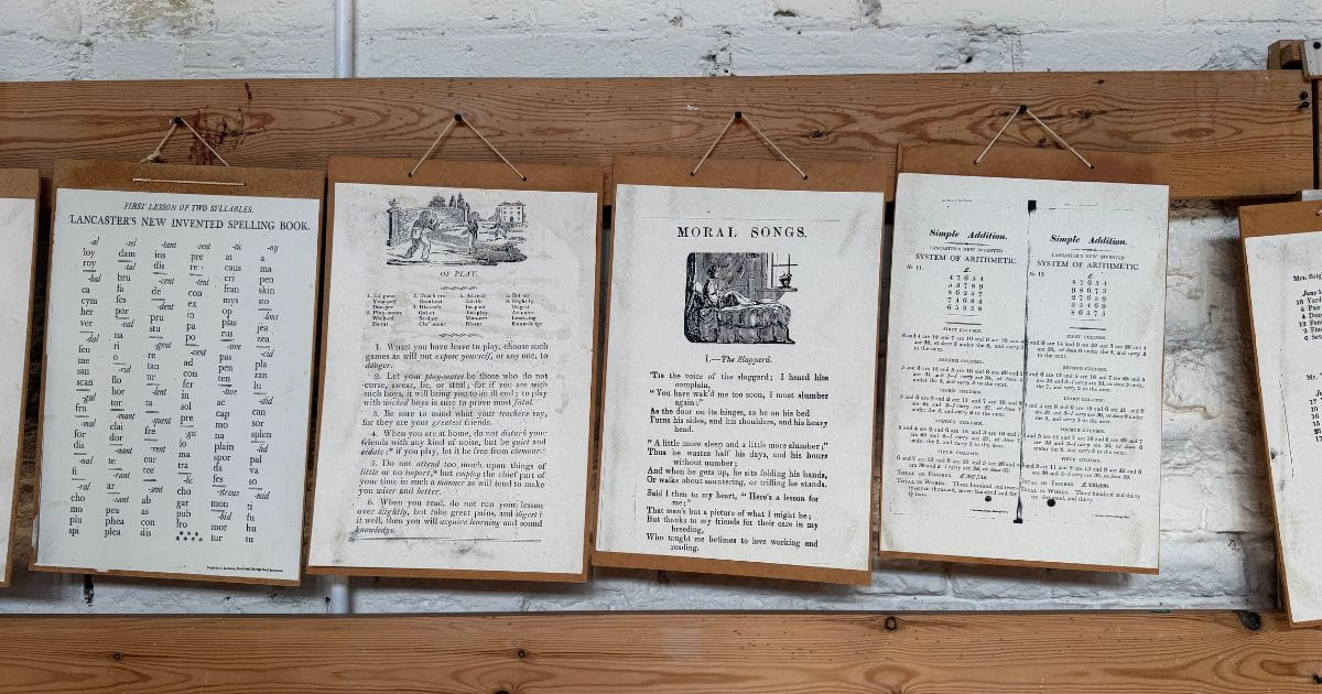 Antique classroom artifacts showcasing British education history
