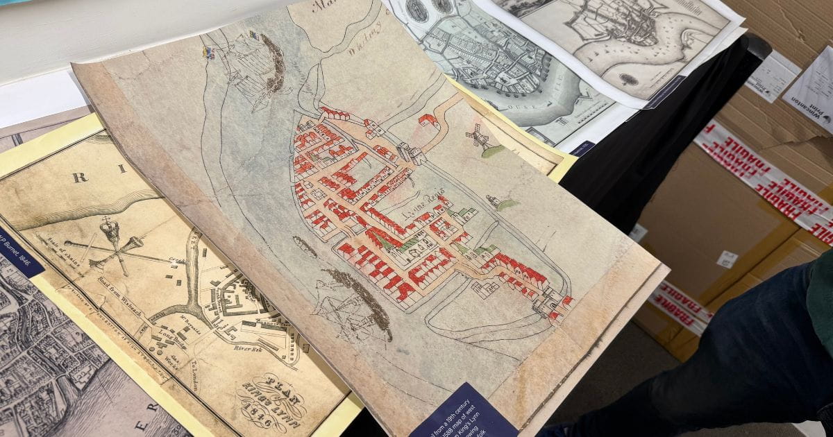 Map of old Lynn St Georges Guildhall King's Lynn