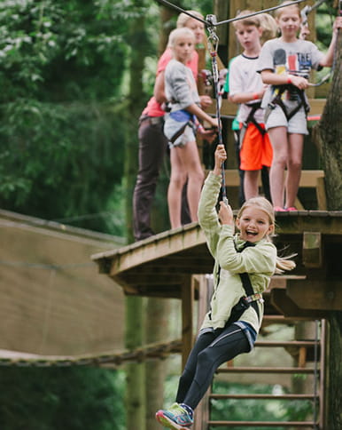 Kids on an adventure activity