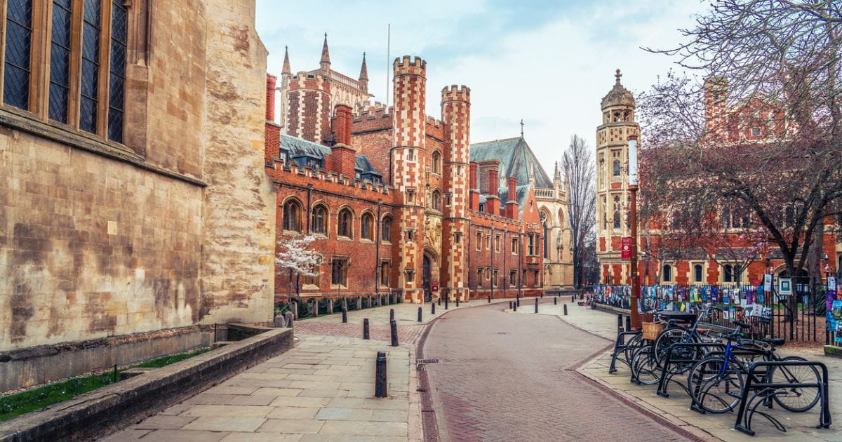 View of a Cambridge street with architecture and bikes
