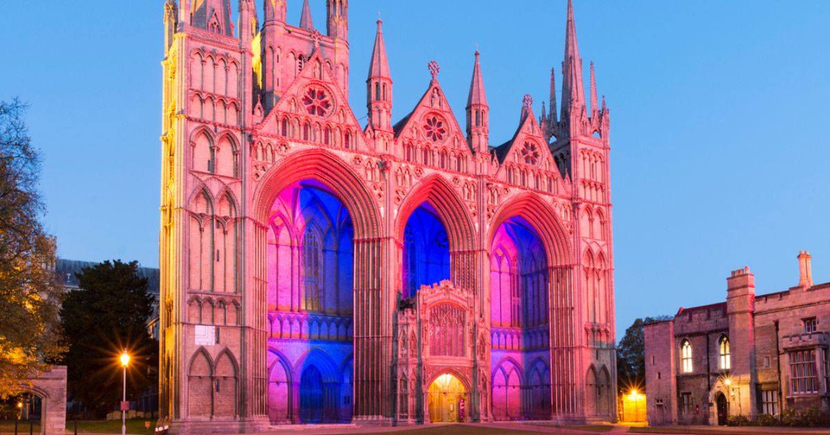 Peterborough Cathedral illuminated