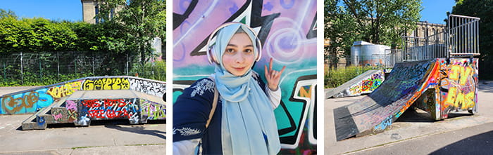 Photos of a girl at a skate park