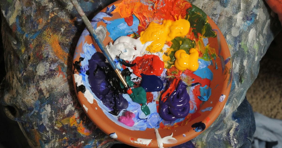 A paint palette with paint