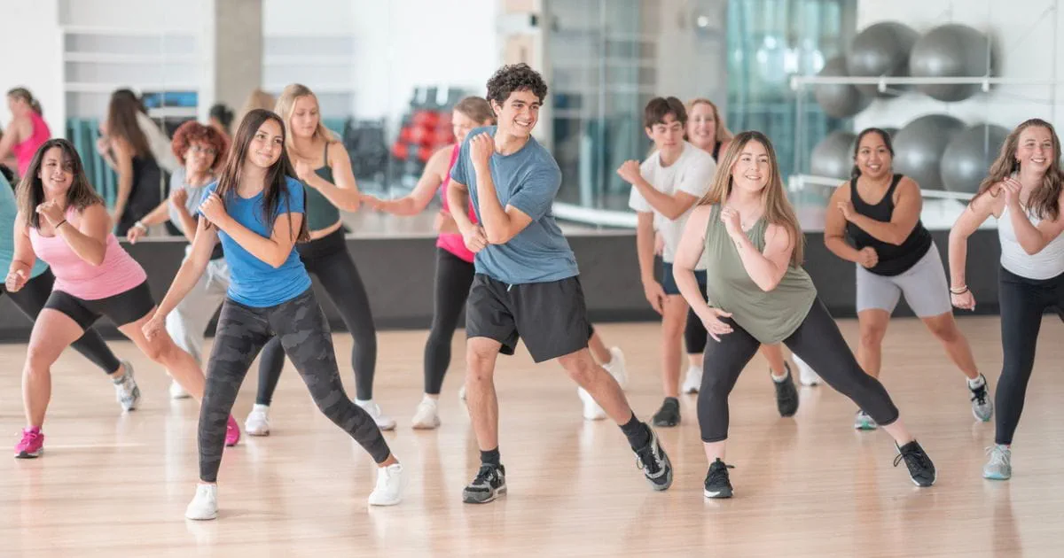 A stock image of a group doing a dance class