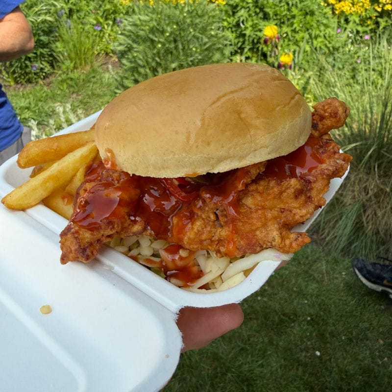 Korean chicken burger at Welwyn Garden City world food festival