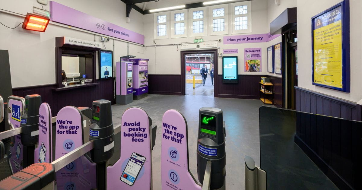 Ticket barrier and station entrance at Enfield Chase station