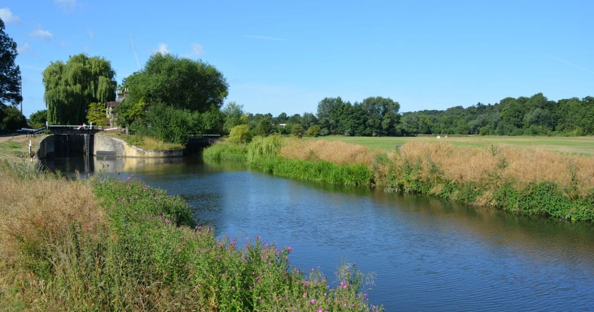 River Lea between Hertford and Ware walking routes Hertfordshire