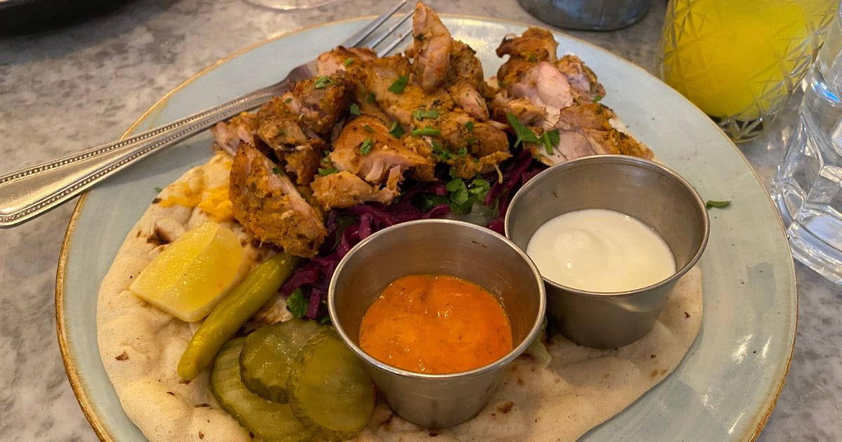 A photo of an open gyro meal at Megan's in the Garden City Welwyn Garden City